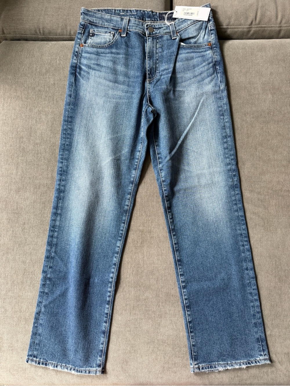 NWT AG Saige High Rise Straight Jeans Medium Wash 31